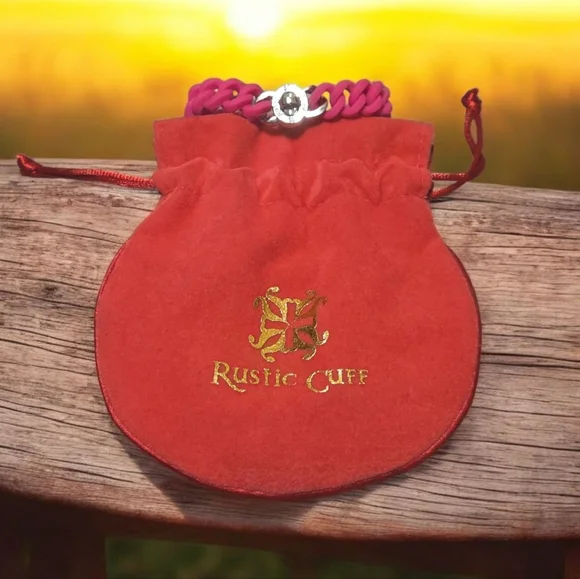 Rustic Cuff Magenta Bracelet with Pink Pouch - Picture 2 of 2